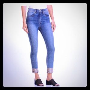 Rag and Bone Metallic Hem Ankle Jean